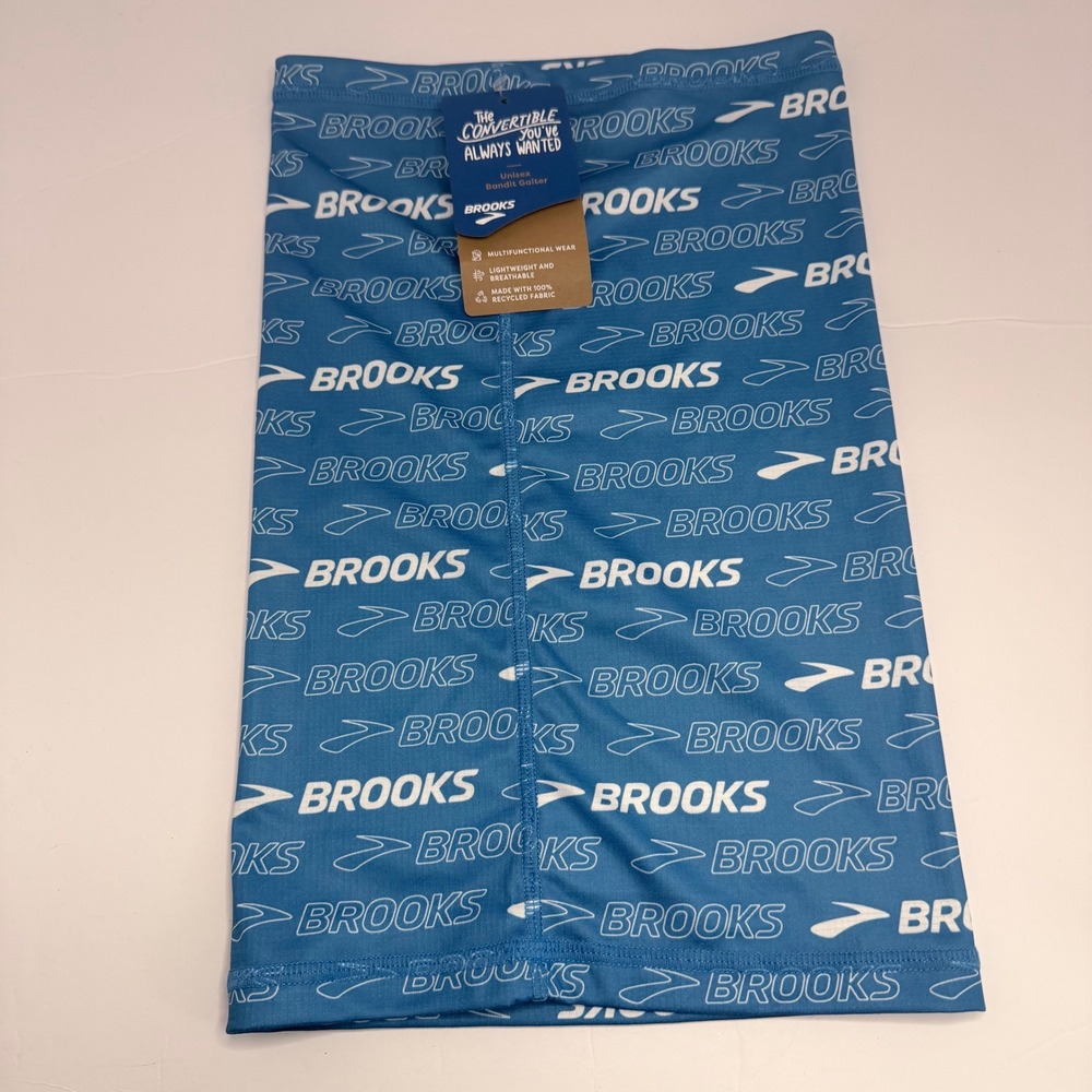 Brooks Bandit Gaiter Unisex Blue Logo Print Running Neck Warmer Face Mask NWT